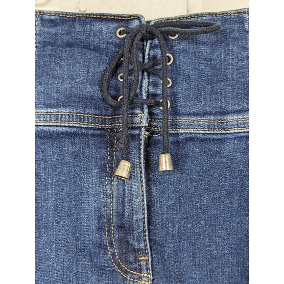 FREE PEOPLE Y2K 90s Women's Femme Corset High Waisted Stretch Denim Skirt Size 4 - Picture 4 of 8